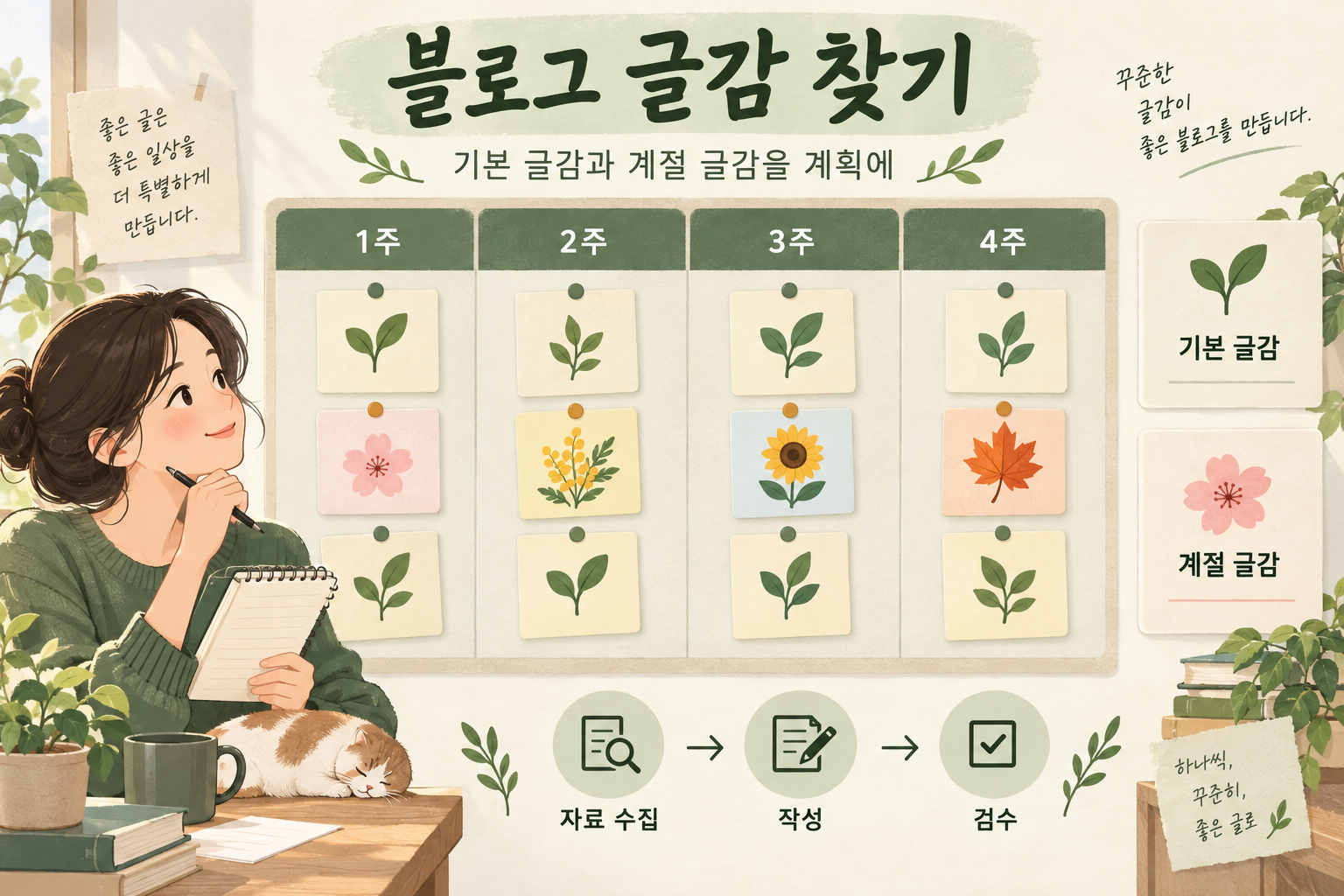 [블로그 강의 06] 블로그 글감 찾기, 꾸준한 소재와 계절 소재를 배치하세요