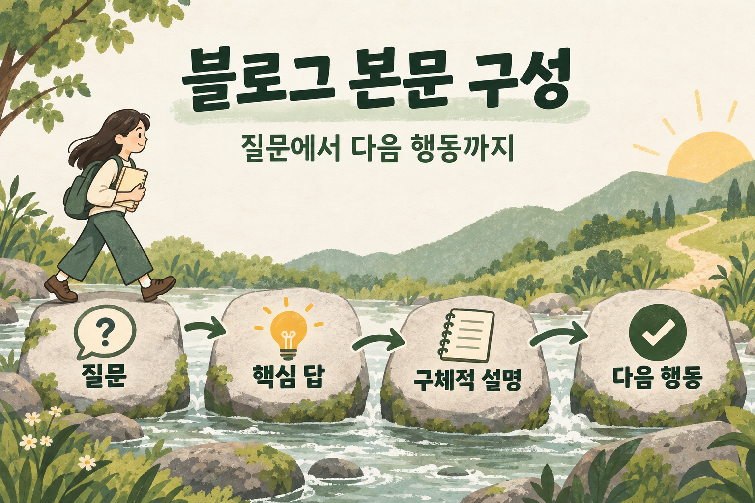 독자의 질문에서 핵심 답, 구체적 설명, 다음 행동으로 이어지는 블로그 본문 구조