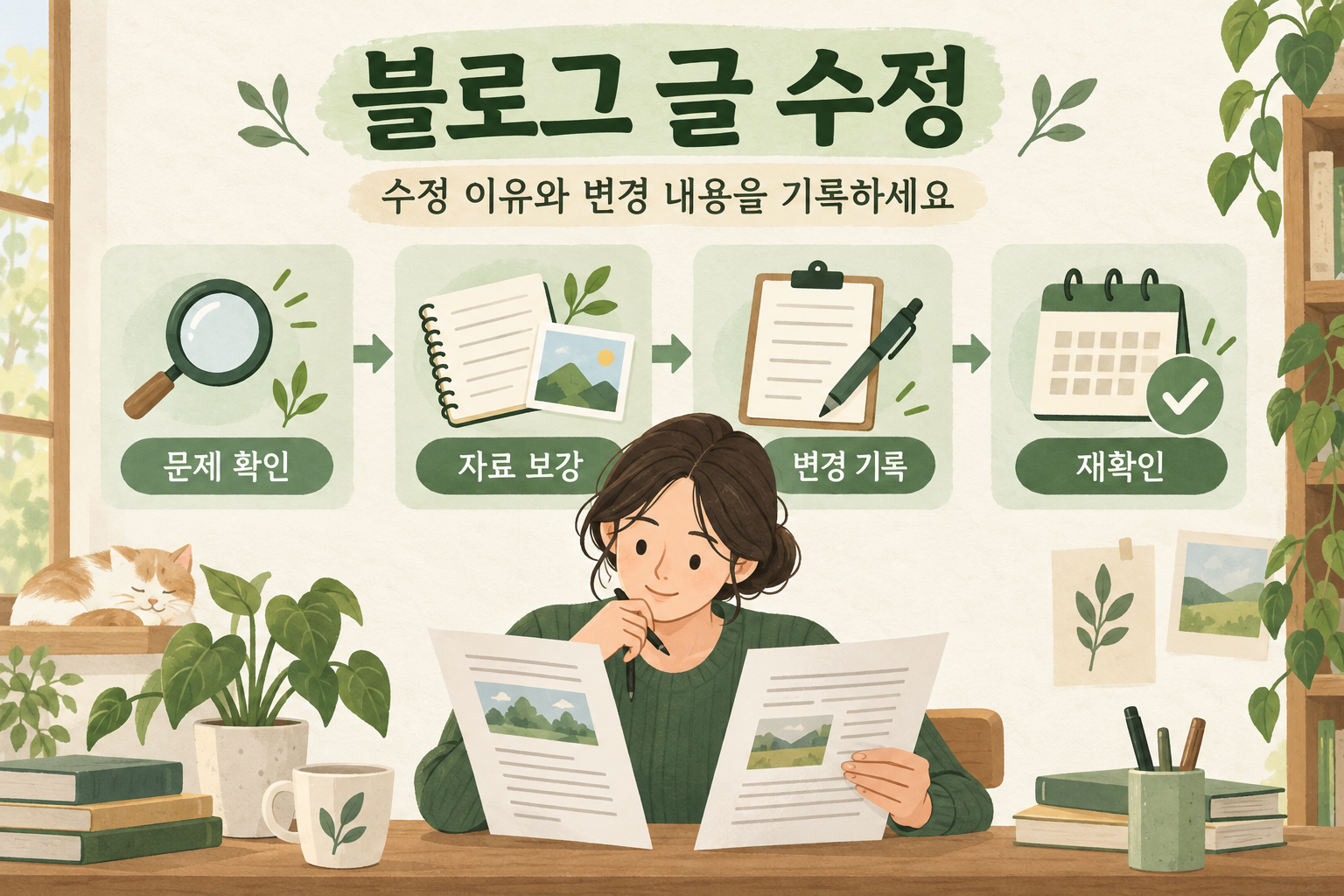 기존 글의 문제 확인, 자료 보강, 변경 기록, 재확인을 연결한 블로그 글 수정 과정